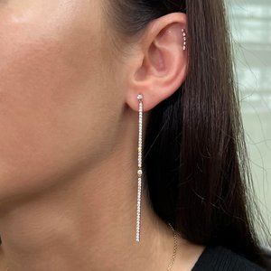 Messika 1.26Cttw 2 Barrettes Gatsby Diamond Long Drop Earrings 18K Rose Gold
